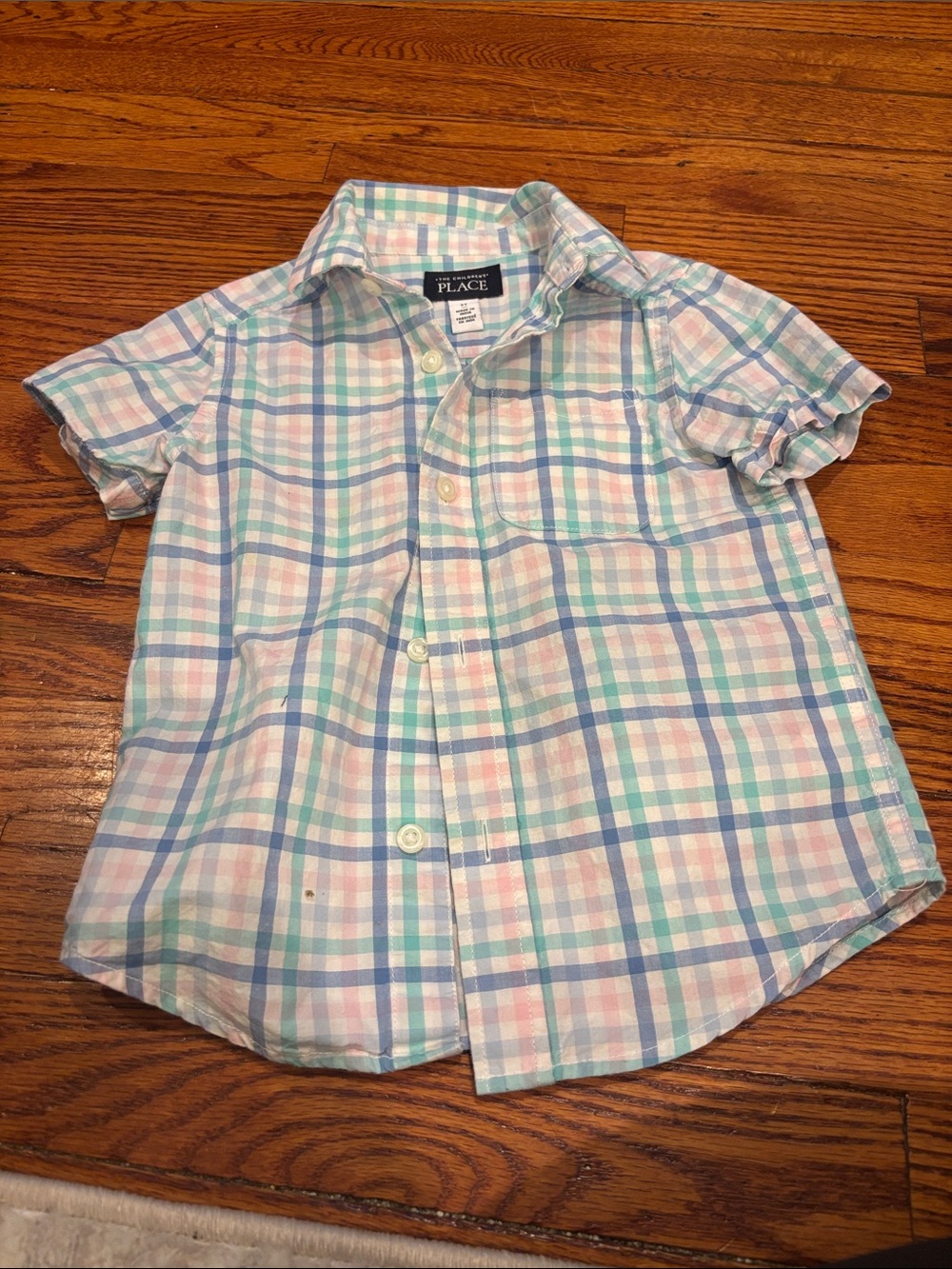 The Children's Place Pastel Plaid Short Sleeve Button-Up Shirt
